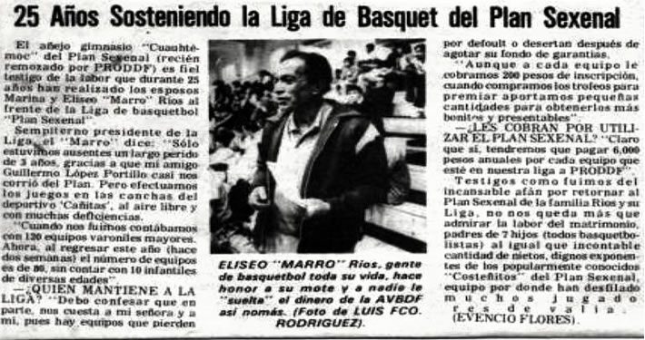 Historia Club Costeños Basquetbol reportaje en el periódico Ovaciones de Eliseo Ríos